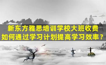 新东方雅思培训学校大班收费 如何通过学习计划提高学习效率？